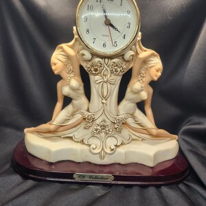 Art Deco Style Mantle Clock – OK Collection, Resin Women Sculpture