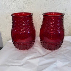 Coppia di vasi rosso rubino da 8" - Diamond Flashed