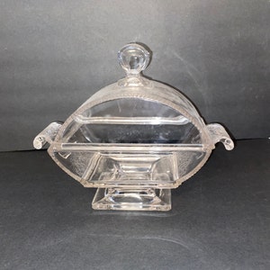 Antique Jersey Lily Clear Glass Covered Compote by Riverside- Discontinued!