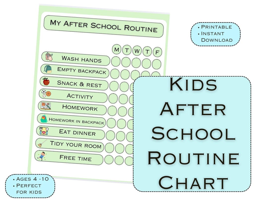 After School Routine Tracking Chart Kids After School Routine Chart, Visual Checklist, Daily Schedule ...