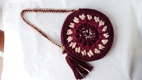 Bolso trapillo bolso redondo tela crochet bolso mandala | Etsy México