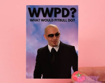 What Would Pitbull Do? Sticker - Mr Worldwide Meme Laptop Stickers Water Bottle Music WWPD?