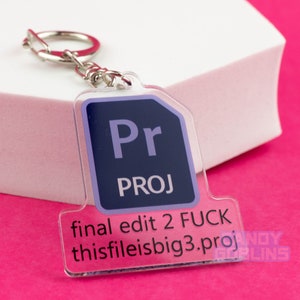 Brelok Premiere Pro - Adobe Video Editing, niegrzeczny seks, przekleństwa, YouTube Art, powiązany akryl, dziwaczna ikona, wisząca, PROJ, filmy TikTok
