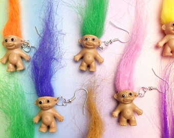 Troll Mismatch Earrings - Kidcore Colourful Rainbow Trollz Trolls Quirky Unqiue Jewellery 90s Fashion Y2K Scenecore Ravercore Raver