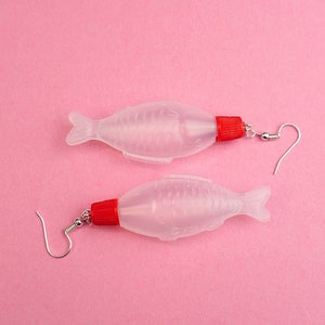 Sojasauce Ohrringe - Handgemachte Sriracha Flasche Sushi Asiatisches Essen Spaß Schmuck Harajuku Lesben Ohrringe Quriky Harajuku Kidcore
