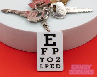Llavero de prueba de la vista de Snellen - Regalo para ópticos optometristas Llavero de gafas para estudiantes Clínica visual Acrílico Llaves livianas
