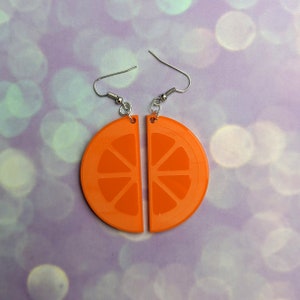 Fruit Slice Earrings - Four Different Colours Lime Lemon Grapefruit Orange Laser Cut Acrylic Pink Green Yellow Juicy Summer Fruits