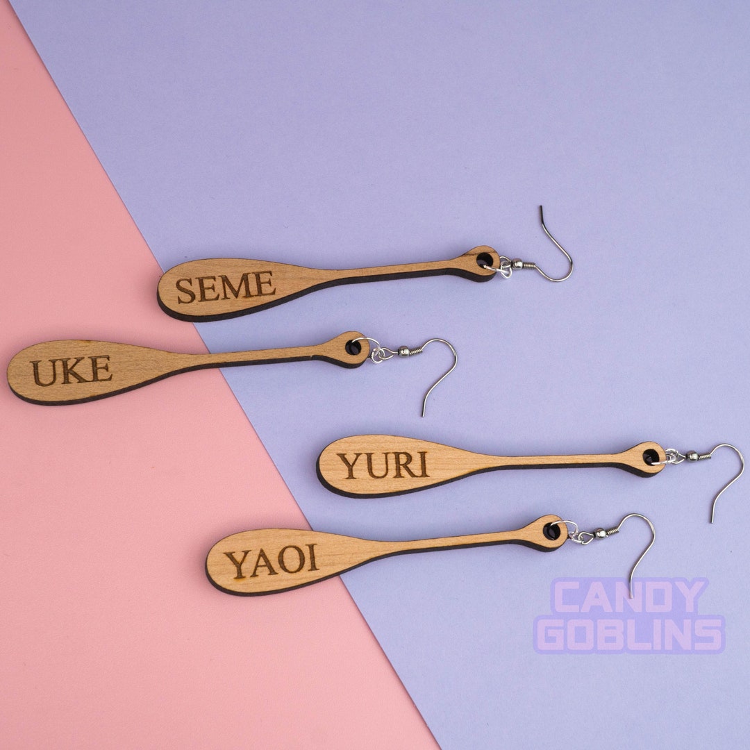 Yaoi Paddle Earrings Yuri Seme Uke Otaku Anime Weeb Convention Con