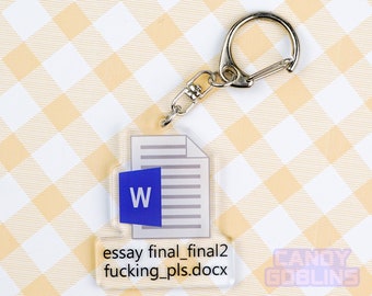 Portachiavi con parole - Saggio Uni Università Ritorno a scuola Imprecazione Maleducato Regalo in acrilico Icona eccentrica e riconoscibile Logo File Compito Nerd Chiavi blu