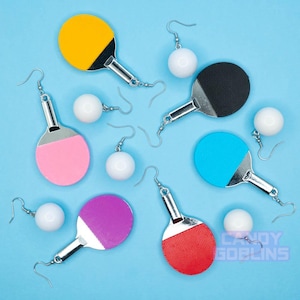 Ping Pong Earrings - Table Tennis Quirky Unusual Random Sports Fun Mismatch Rainbow Kidcore Gift Lesbian Statement Handmade Harajuku