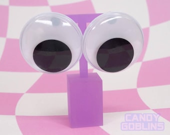 Pendientes de botón con ojos saltones - Wiggle Wobble Ojos en blanco y negro Ropa de calle Kitsch Kidcore Regalo único Pendientes extravagantes Declaración gigante de gran tamaño