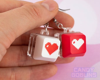 Keyboard Switch Earrings - Stim Toy Mechanical Clicky Nerdy Computer Gift Autism ADHD Clickable Gamer Blue Switch Heart Red