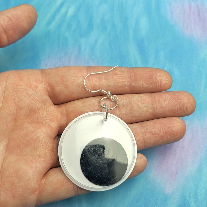 Googly Eye Earrings Large Dangle Wiggle Eyes Black and White Etsy UK