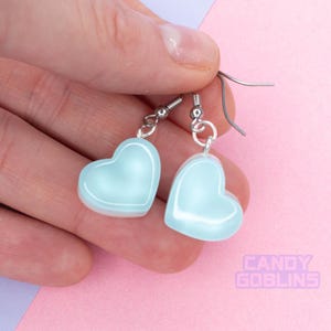 Haribo Heart Earrings - Blue Candy Sweets Valentines Cute Jewellery Dangle Handmade UK Candy Goblins