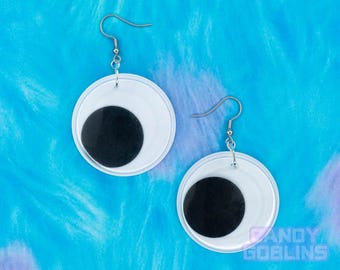 Googly Eye Earrings -  Large Dangle Wiggle Eyes Black and White Quirky Kidcore Fun Lesbian Earring Statement Fun Gift Harajuku