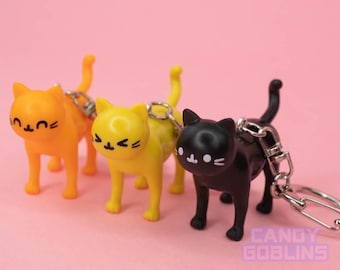 Cat Keychain - 3 Colours Orange Yellow Black Quirky Fun Gift Keys Animal Lover Cute Kawaii Birthday Idea