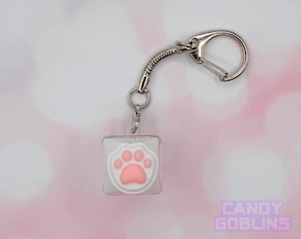 Cat Keyboard Switch Keychains - Stim Toy Mechanical Clicky Nerdy Computer Gift Autism ADHD Clickable Gamer Blue Switch Paw Beans Pink