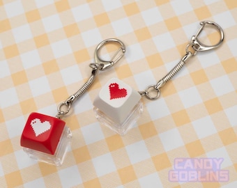 Keyboard Switch Keychain - Stim Toy Mechanical Clicky Nerdy Computer Gift Autism ADHD Clickable Gamer Blue Switch Heart Red
