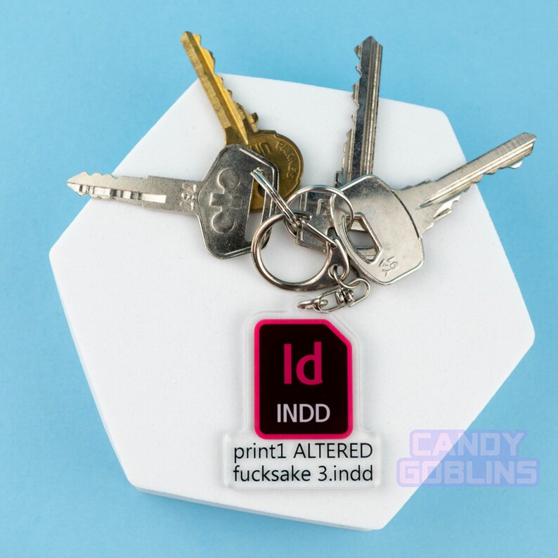 InDesign Keychain - Graphic Design Rude Fuck Swearing Illustration Art Relatable Acrylic Quirky Adobe Designer Icon Dangle INDD image 7