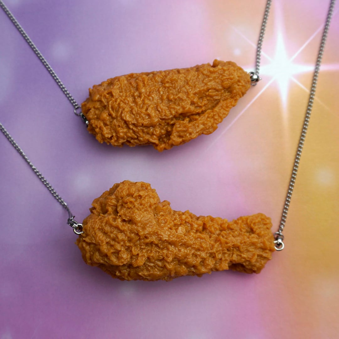 Fried Chicken Necklace Resin KFC Food Kentucky Replica Drumstick Wing