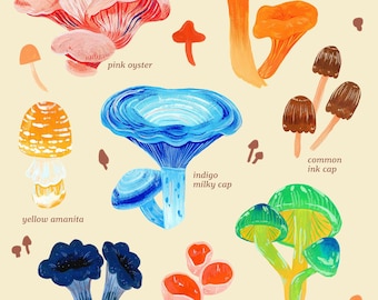 Finger Lakes Wild Mushrooms Vinyl Sticker Sheet