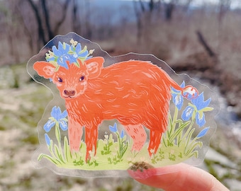 Highland Calf Clear Waterproof Sticker Laptop Decal