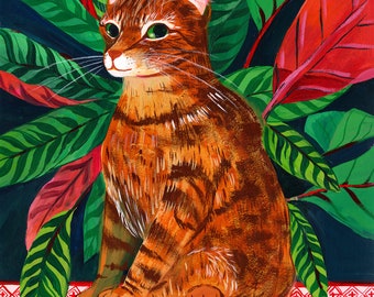 Pet or Plant Portrait, Custom, Hand-painted Gouache Illustration