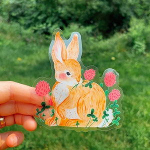 Clover Bunny Clear Waterproof Sticker Laptop Decal