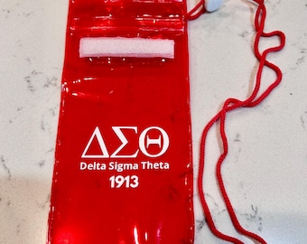 Red Delta Sigma Theta water resistant pouch