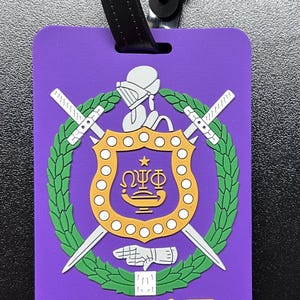 Omega Psi Phi purple PVC luggage tag
