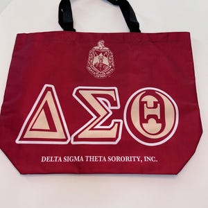 Crimson and cream Delta Sigma Theta shopping bag