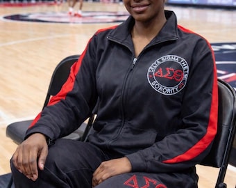 DST Black and Red Rhinestone sweatsuit