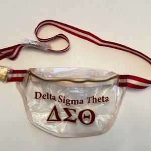 Crimson and cream clear Delta Sigma Theta Fanny pack or crossbody bag