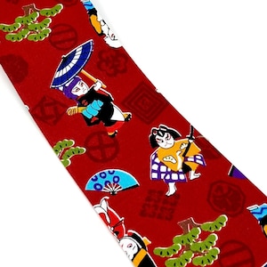 Japanese Kabuki Cartoon Anime Red Men&#39;s Tie Necktie Unique