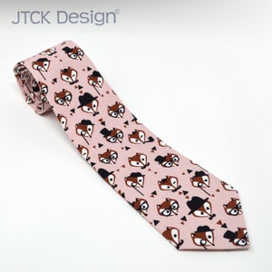 Dapper Fox Tie Necktie Men's Accessories Unique Cotton Print Anime Cartoon Beige