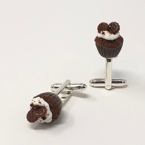 Handmade Miniature Food Chocolate Cookie Cupcake Cuff Links