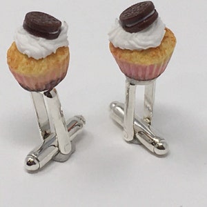Handmade Miniature Food Chocolate Cookie Cupcake Cuff Links