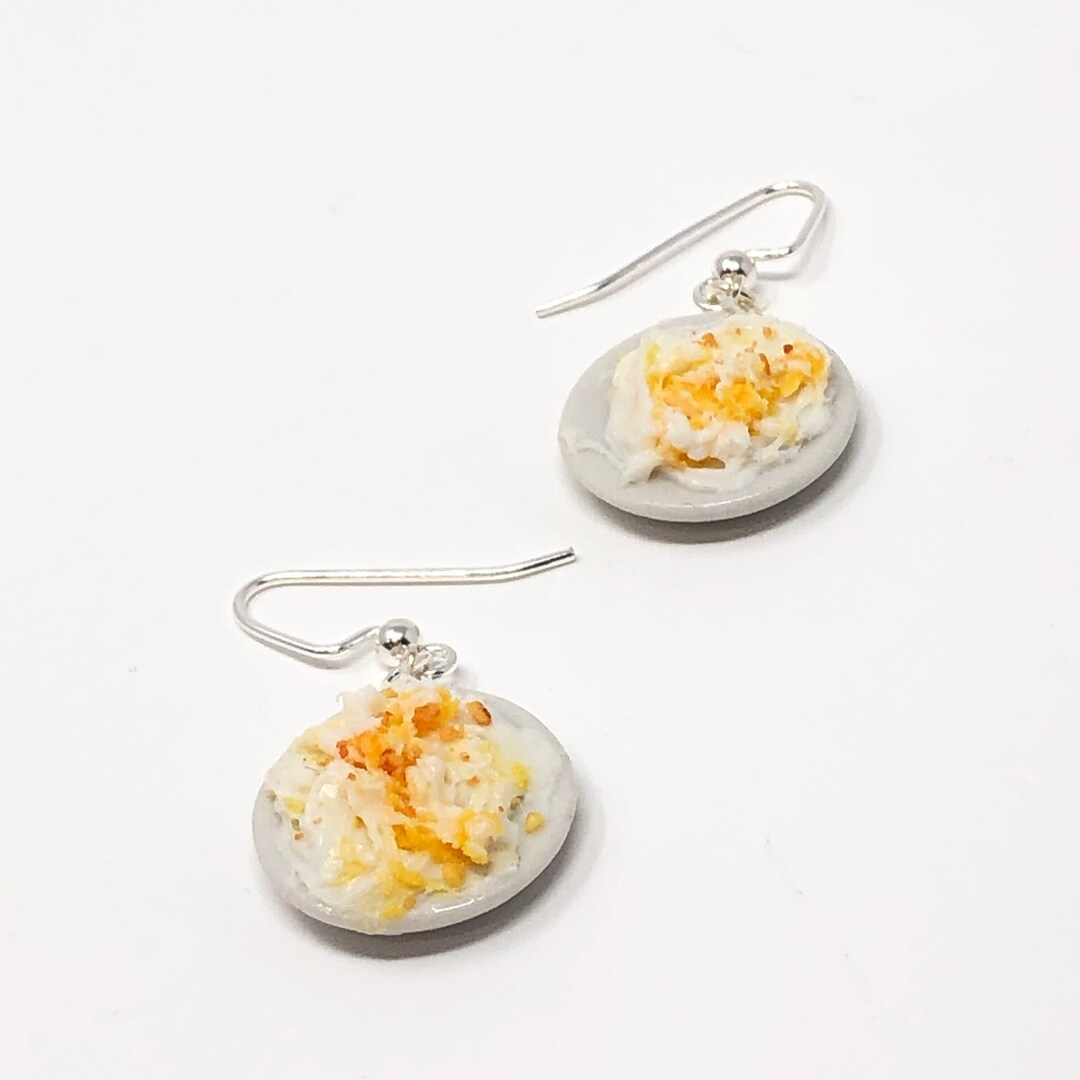 American Casserole Mormon Funeral Potatoes Earrings Findings Sterling Silver .925 Handmade Food