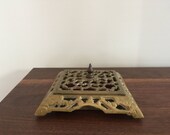 Antique Chinese Hollow Carved Brass Incense Burner, Censer