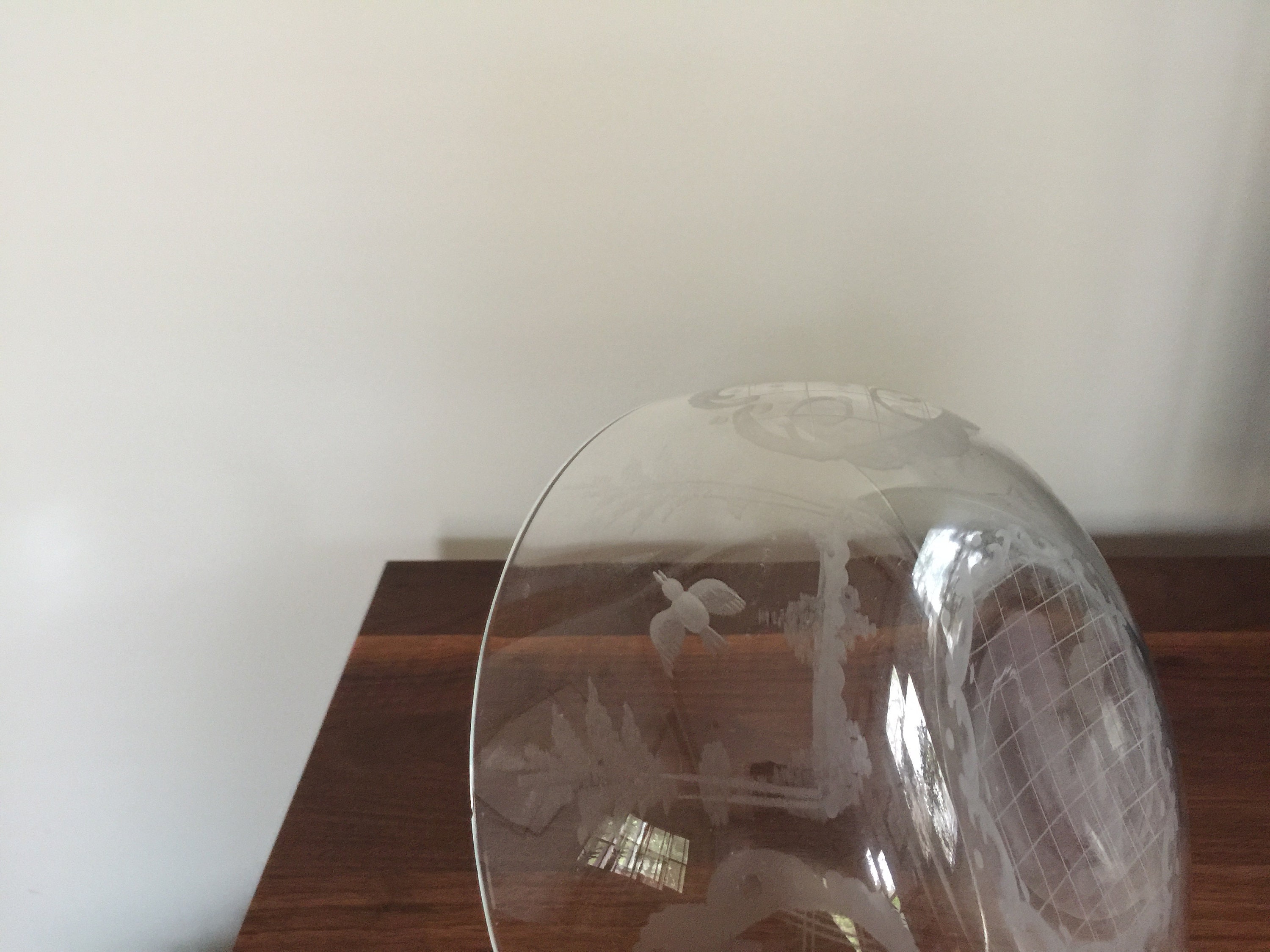 Vintage Etched Glass Bowl, Glass Art, Salad Bowl, Serve Bowl, Serving ...
