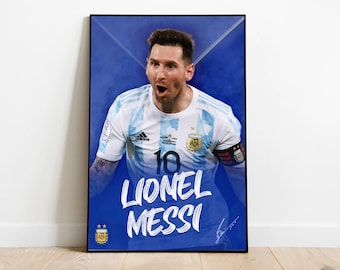 Poster di Lionel Messi / Stampa poster dell'Argentina, Poster di un calciatore, Stampa artistica murale di calcio / Arredamento personalizzato per la casa e il dormitorio