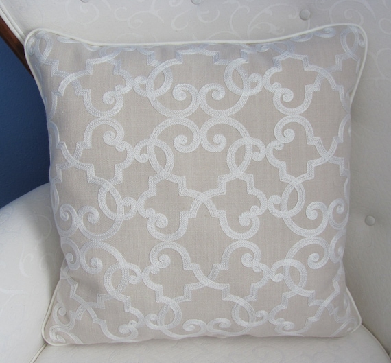Swavelle 19 Embroidered Linen Pillow Raymond Waites 19.5 LinenCotton Pillow