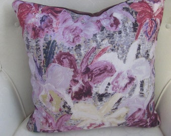 Lee Jofa  18" Purple Floral Linen with Velvet Backing