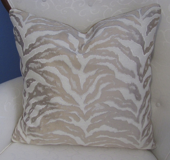 Pierre Frey 20 Silk AnimalZebra Stripe Raymond Waites 19.5 LinenCotton Pillow
