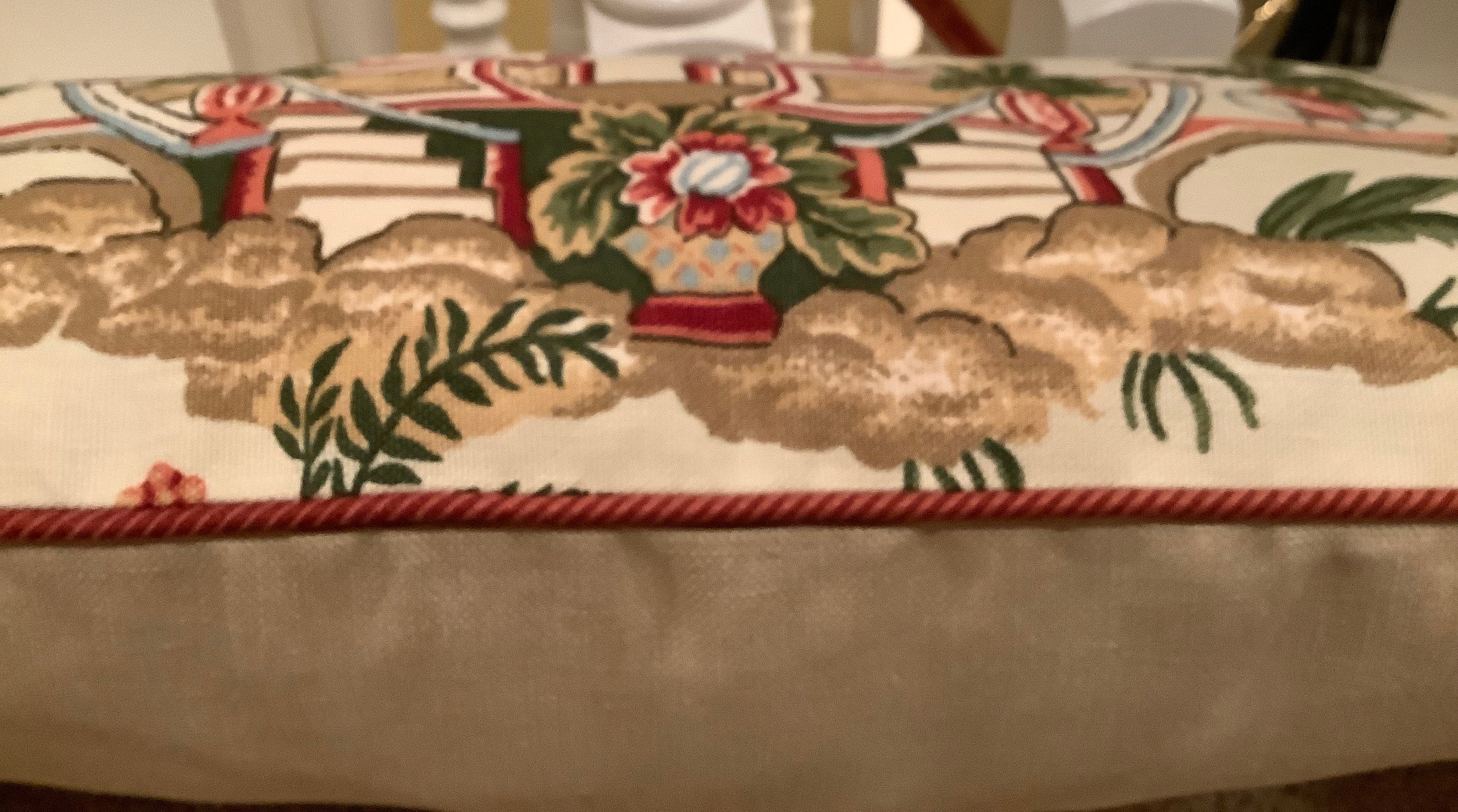 Thibaut tea House Linen Lumbar Pillow Cover With Cording and Thibaut