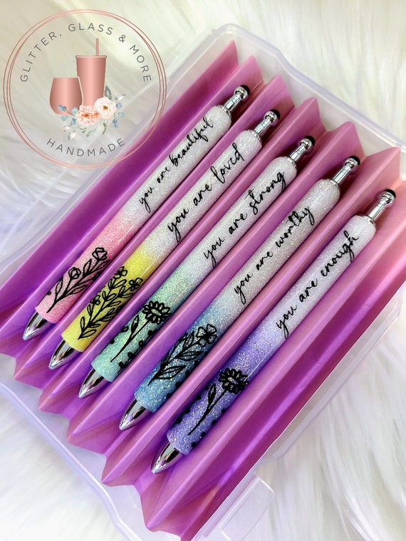 Pastel Glitter Pens Inspirational Motivational Empowerment Glitter Pens 