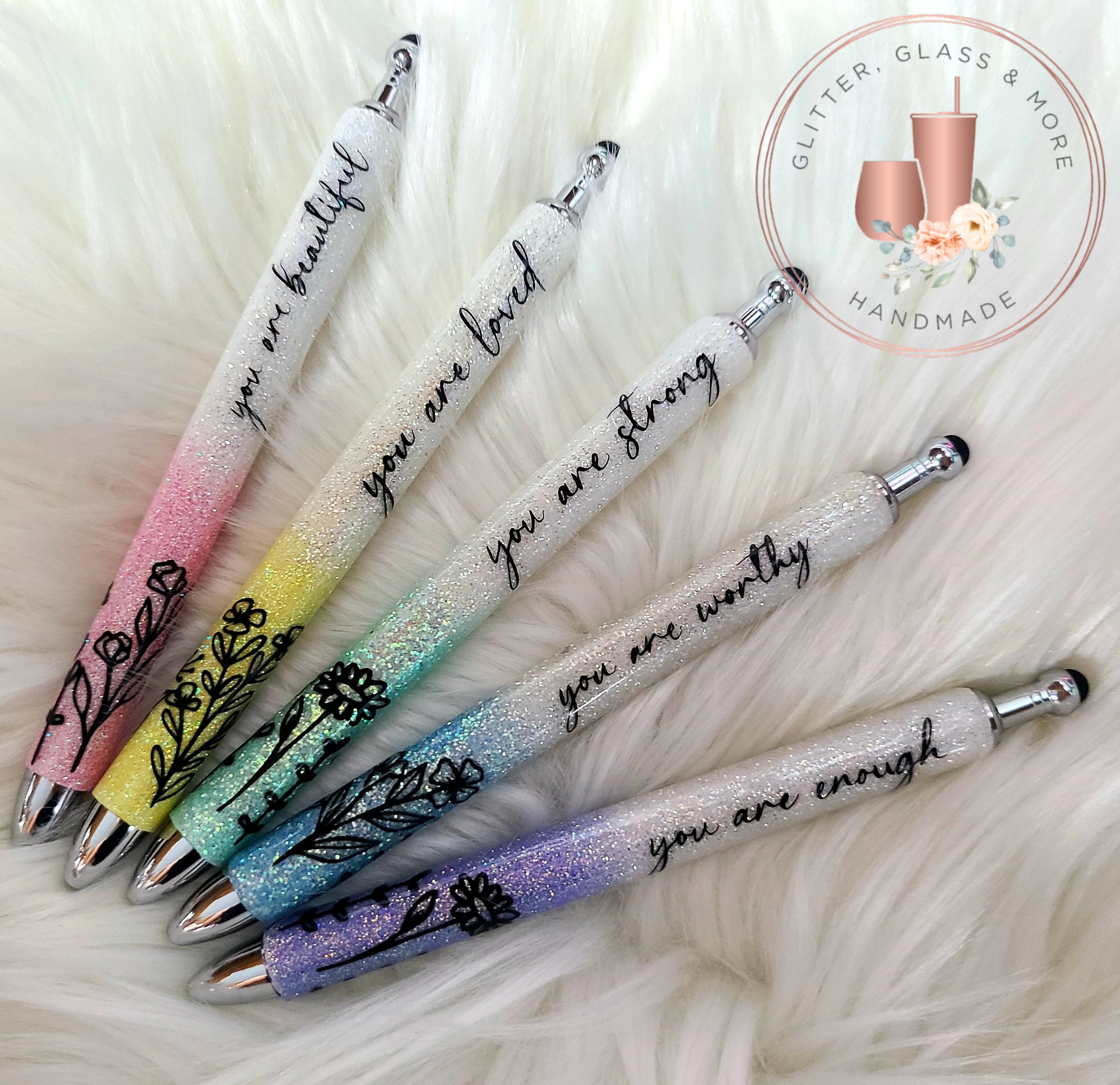  Jeyiour Employee Appreciation Pens Inspirational Greeting  Motivational Pens Ballpoint Glitter Pens for Adults Employee Appreciation  Gifts for Employee Colleague Coworker Staff (12 Pieces) : Office Products