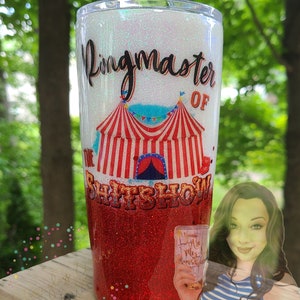 Ringmaster of the Shitshow Tumbler - Various Size Options - White & Red Ombre Ringmaster Shitshow Tumbler - Gift Cup