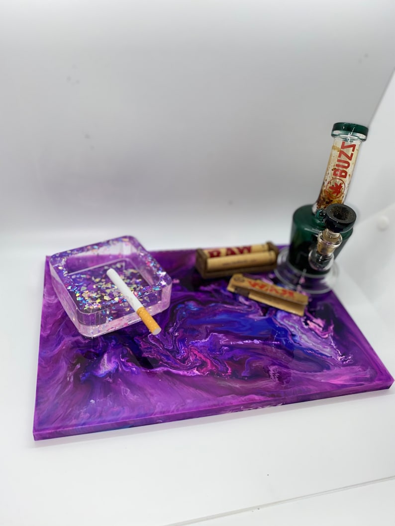 Resin Ashtray & Weed Rolling Tray Set Etsy