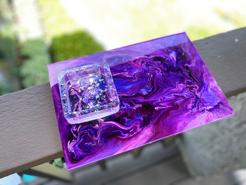 Resin Ashtray & Weed Rolling Tray Set Etsy